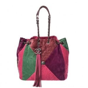 🥳 SUPER RARE!!!CHANEL Suede Quilted Patchwork Bag.